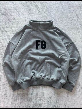 Fear of God Grey Turtleneck Sweatshirt with FG Logo
